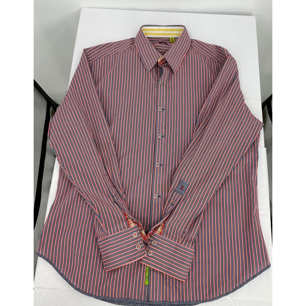 Robert Graham Tailored Fit Striped Button Down Long Sleeve Shirt XL